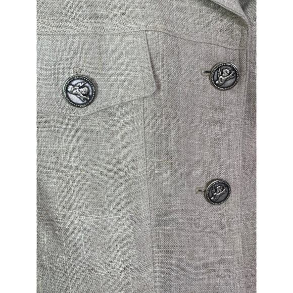 Vintage 100% Linen Vest Metal Buttons, Size L - Picture 3 of 8